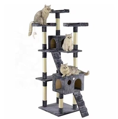 ODM Designs Luxury Natural Wood Pet Furniture Μεγάλη σκαρφαλώδης γάτα δέντρο για ξύλινες μεγάλες γάτες Δύο χρώματα σχοινί Sisal