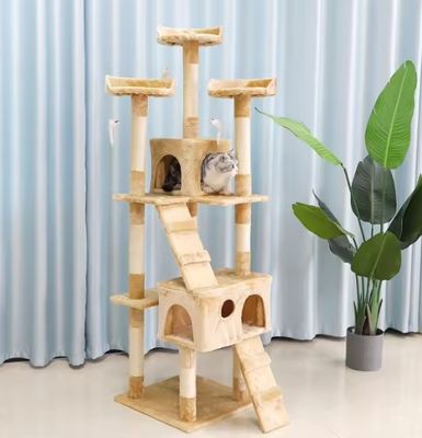 ODM Designs Luxury Natural Wood Pet Furniture Μεγάλη σκαρφαλώδης γάτα δέντρο για ξύλινες μεγάλες γάτες Δύο χρώματα σχοινί Sisal