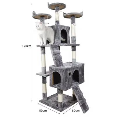 ODM Designs Luxury Natural Wood Pet Furniture Μεγάλη σκαρφαλώδης γάτα δέντρο για ξύλινες μεγάλες γάτες Δύο χρώματα σχοινί Sisal