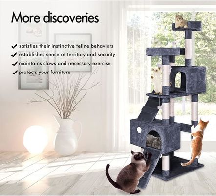 ODM Designs Luxury Natural Wood Pet Furniture Μεγάλη σκαρφαλώδης γάτα δέντρο για ξύλινες μεγάλες γάτες Δύο χρώματα σχοινί Sisal