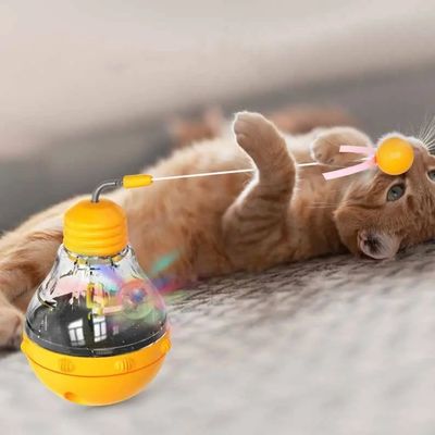 Χρησιμοποιούμενο Interactive Cat Toy Fun Cat Stick με λάμπα και διαρροή τροφίμων