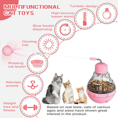 Χρησιμοποιούμενο Interactive Cat Toy Fun Cat Stick με λάμπα και διαρροή τροφίμων