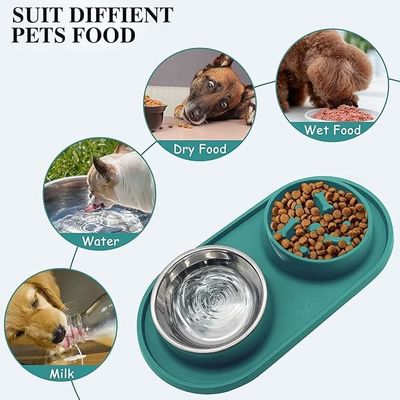 Μπλε σκυλί μπολ αργό τροφοδοτικό Pet Bowl με σιλικόνιο Mat No Chocking υγιεινό σχεδιασμό Bowl
