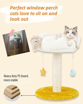 Κλειστό σπίτι για κατοικίδια ζώα φύση Sisal Scratcher γάτα δέντρο με άνετο φουσκωτό λευκό σύννεφο κρεβάτι