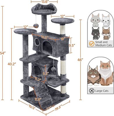 OEM/ODM Custom Luxury Dark Grey Plush Wood Πολυώροφη βίλα γάτας με αναρριχητικό δέντρο