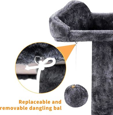 OEM/ODM Custom Luxury Dark Grey Plush Wood Πολυώροφη βίλα γάτας με αναρριχητικό δέντρο