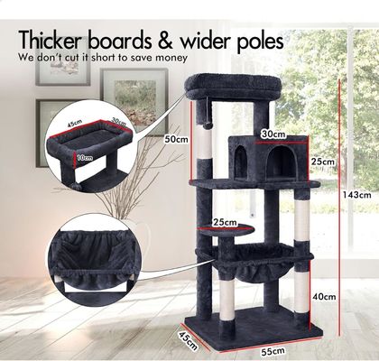 Υπηρεσία εξατομίκευσης Παρέχεται 143cm Cat Tree με Plush Perch Πολυεπίπεδο Cat Tower