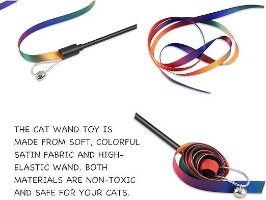 Πολυχρωματικό ύφασμα Cat Teaser Stick Βιώσιμο παιχνίδι εκπαίδευσης με εύκολη οδοντική λειτουργία