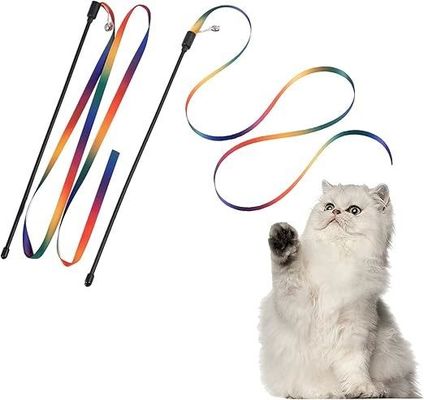 Πολυχρωματικό ύφασμα Cat Teaser Stick Βιώσιμο παιχνίδι εκπαίδευσης με εύκολη οδοντική λειτουργία