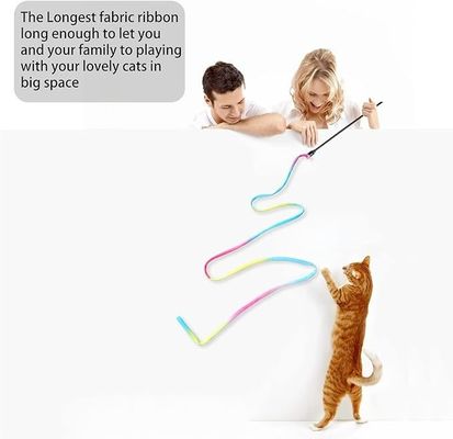 Πολυχρωματικό ύφασμα Cat Teaser Stick Βιώσιμο παιχνίδι εκπαίδευσης με εύκολη οδοντική λειτουργία
