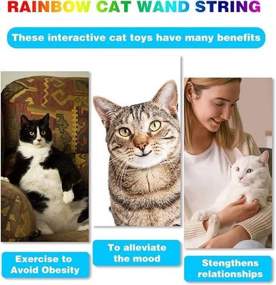 Πολυχρωματικό ύφασμα Cat Teaser Stick Βιώσιμο παιχνίδι εκπαίδευσης με εύκολη οδοντική λειτουργία