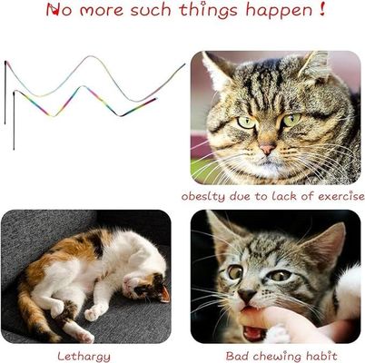 Πολυχρωματικό ύφασμα Cat Teaser Stick Βιώσιμο παιχνίδι εκπαίδευσης με εύκολη οδοντική λειτουργία