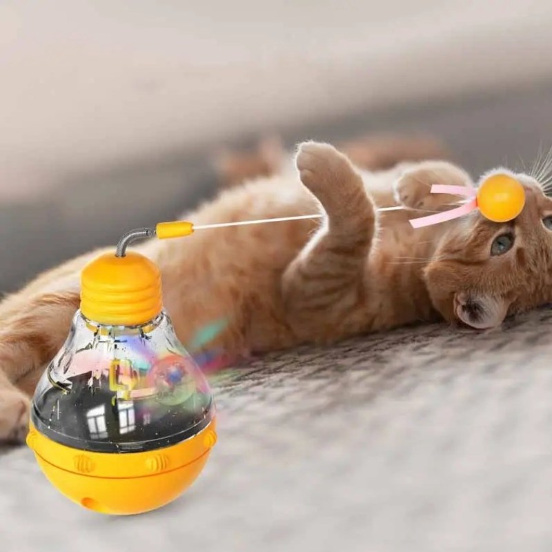Χρησιμοποιούμενο Interactive Cat Toy Fun Cat Stick με λάμπα και διαρροή τροφίμων