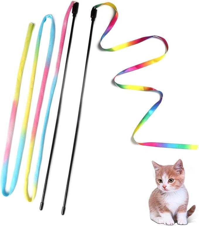 Πολυχρωματικό ύφασμα Cat Teaser Stick Βιώσιμο παιχνίδι εκπαίδευσης με εύκολη οδοντική λειτουργία